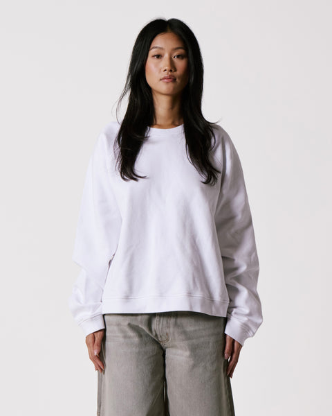 White Raglan Crew
