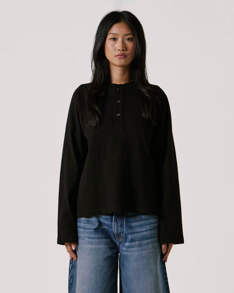 Black Raglan Henley
