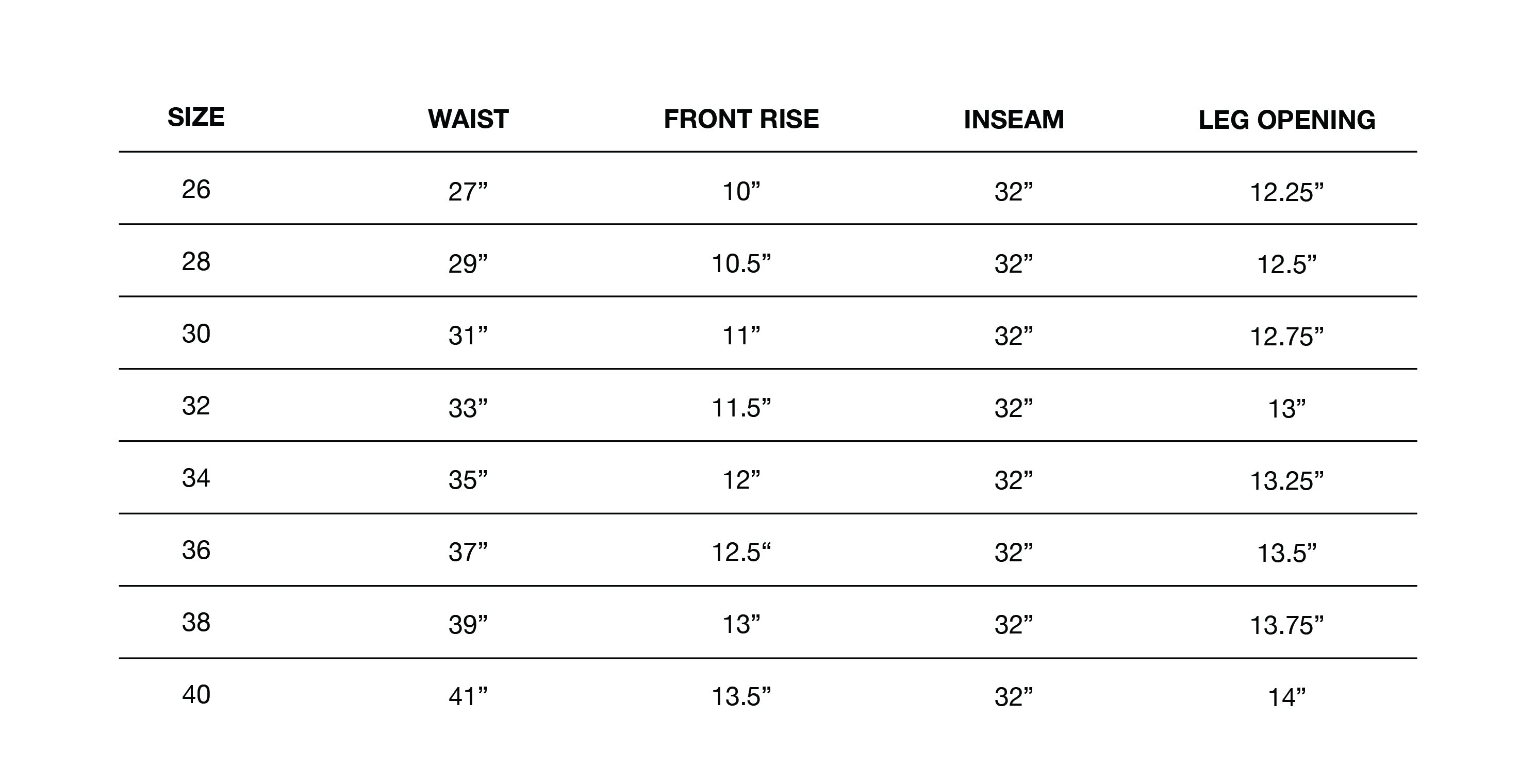 Size Chart