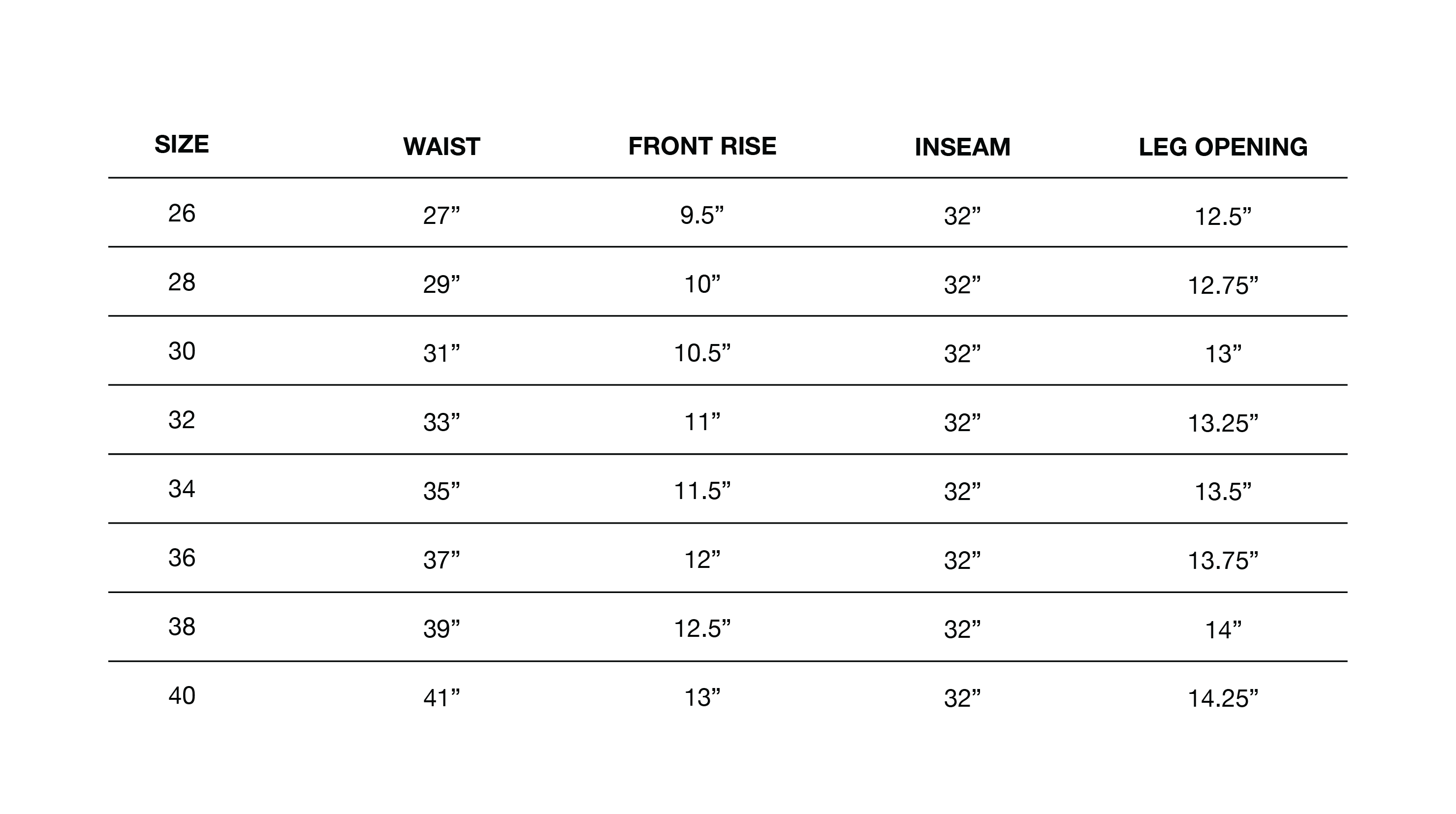 Size Chart