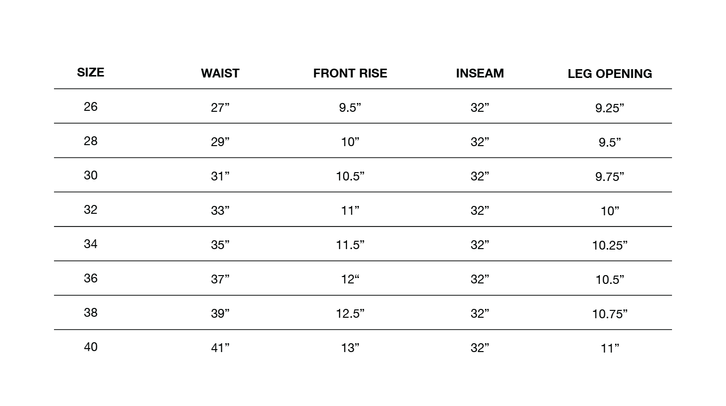Size Chart